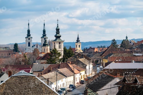 Preview: Closeup an old Sremski Karlovci under the blue sky in Serbia