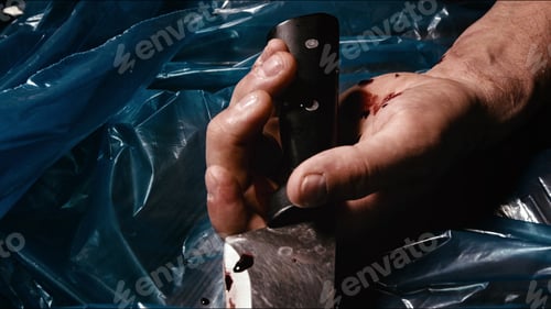 Preview: A dead body covered in blood and a knife at the murder scene