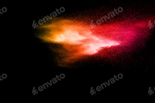 Preview: Freeze motion of color particles on black background