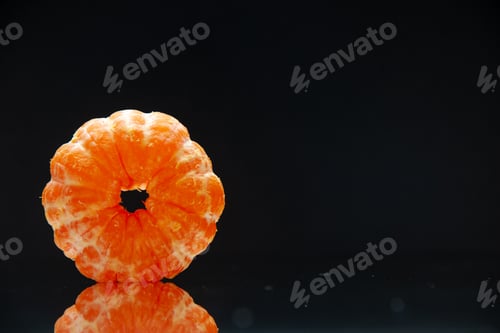 Preview: front view fresh peeled tangerines on dark background tropical darkness fruit juice citrus exotic