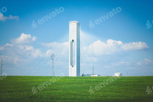 Preview: Closeup shot of a white building with a lawn on the foreground