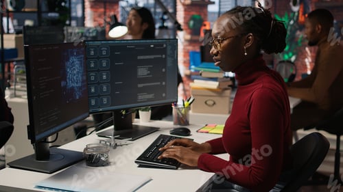 Preview: Startup worker using AI LLM chatbot to get help with coding tasks