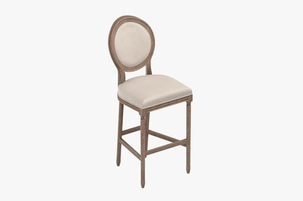 Preview: Elegant Classical Bar Stool with Linen Seat