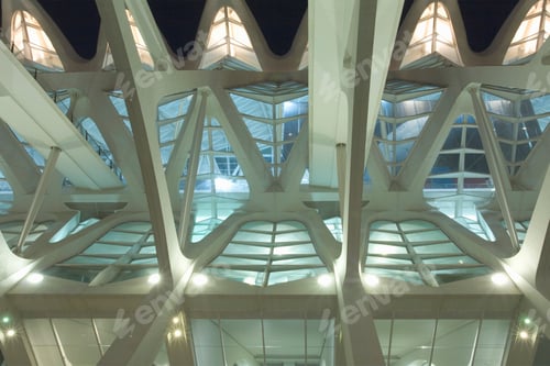 Preview: Futuristic white architecture with geometric patterns
