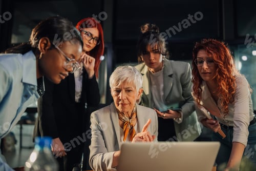 Preview: Executive criticize her junior unprofessional team and looking at laptop