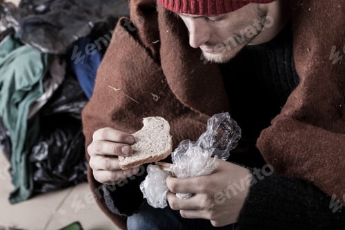 Preview: Poor Man Eating Sandwich On The Street