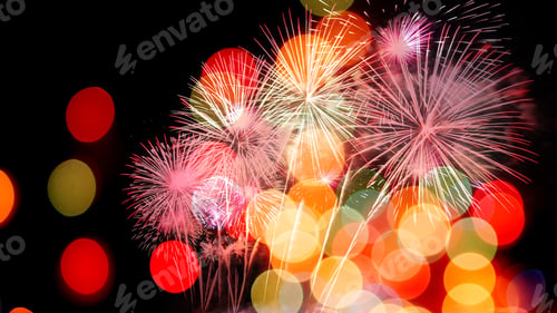 Preview: Colorful Of Firework Display And Bokeh For Festival, Event, Party, New Year Concept Background