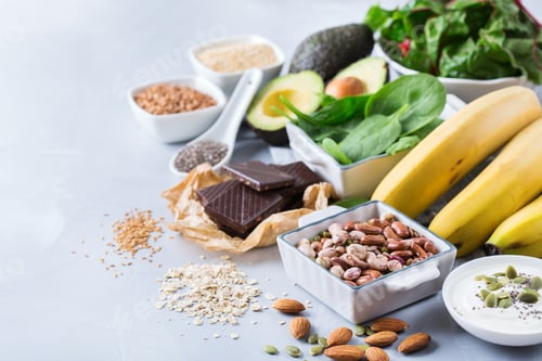 Preview: Assortment of healthy high magnesium sources food