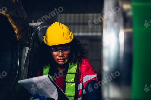 Preview: Foreman or worker work at factory site check up machine or products in site.