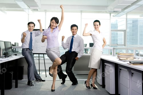 Preview: Cheering office workers