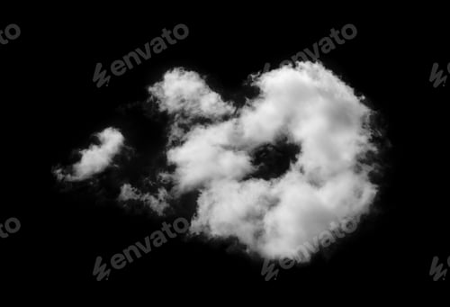 Preview: white clouds isolated on black background