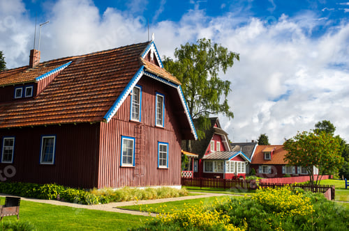 Preview: August 17, 2017 Pervalka village, Lithuania, old Lithuanian traditional wooden house in the village