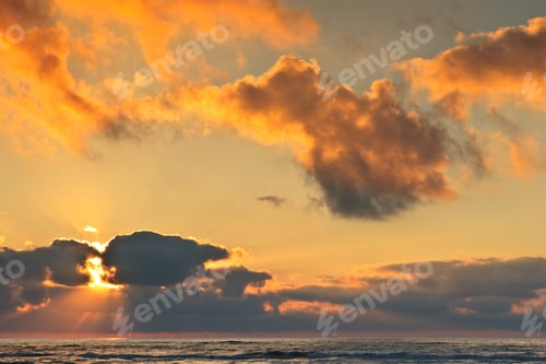 Preview: sunrise at sea with clouds