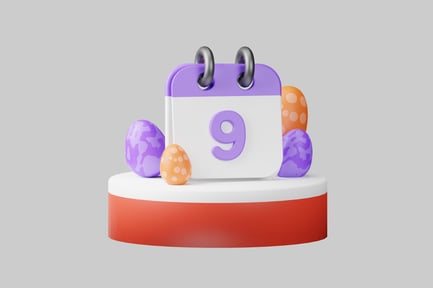 Calendar with number 9 and four eggs