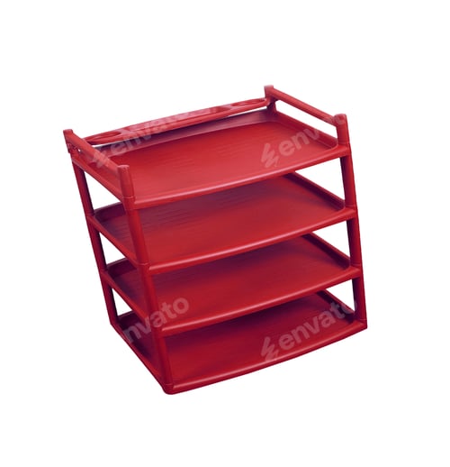 Preview: Red plastic shelves isolated