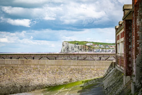 Preview: The resort town of le treport in normandy france with the limestone cliffs