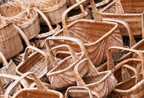 Preview: Woven Wicker Baskets Grouped Together in a Pile
