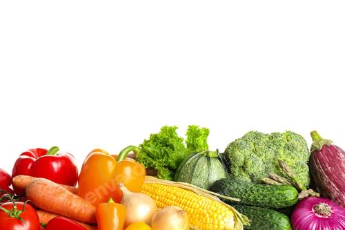 Preview: Different fresh organic vegetables on white background