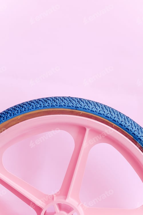 Preview: Wheel of a Freestyle Bike on pink background
