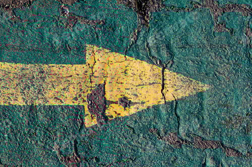 Preview: yellow arrow on blue asphalt