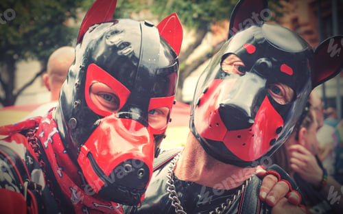 Preview: Men with masks at the pride parade