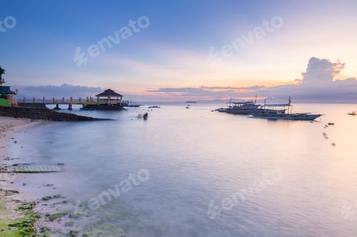 Preview: Sunset view of the Moalboal beach famous diving and snorkeling spot in Cebu, Philippines