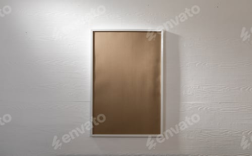 Preview: Composition of brown card in frame with copy space on white background