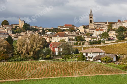 Preview: St. Emilion medieval old town and church. Viticulture village. France