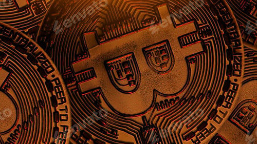 Preview: Golden sign bitcoin virtual crypto currency btc. Electronic decentralised money, modern payment,
