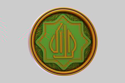 Preview: Green and gold emblem with Arabic calligraphy