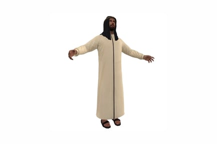 Preview: Hooded figure in cream robe with outstretched arms