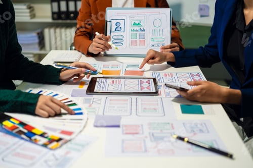 Preview: ui designer brainstorming about mobile app interface wireframe design
