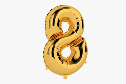 Preview: Golden Number Eight Foil Balloon