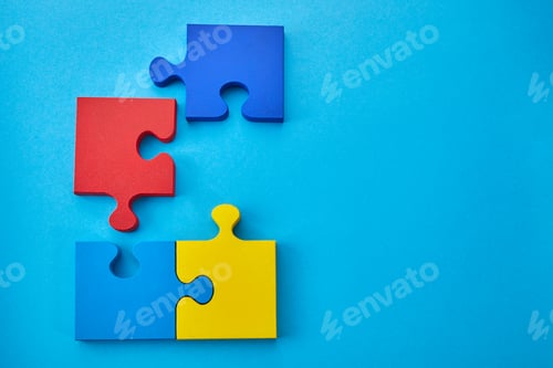 Preview: Color puzzle symbol of public awareness for autism spectrum disorder. World Autism Awareness Day.