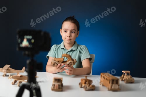 Preview: Young boy video blogger making stream with his followers