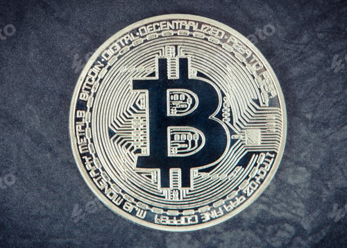 Preview: Bitcoin, cryptocurrency coin on dark background, modern finance concept