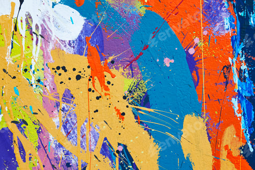 Preview: Multicolored vivid and textured gouache abstract background. Horizontal