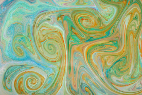 Preview: Abstract Colorful Background. Fine Art In Green Color. Multicolored Pattern On The Liquid. Colored
