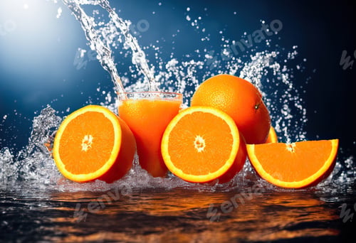 Preview: sliced orange with a splash and a splash of water