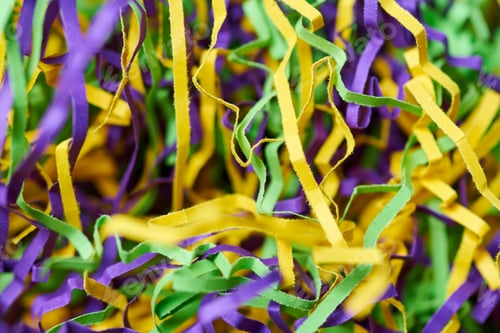 Colorful Mardi Gras Streamers in Purple, Green, and Gold