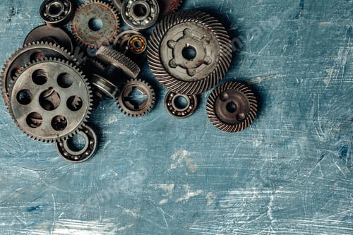 Preview: Top view of old rusty car parts