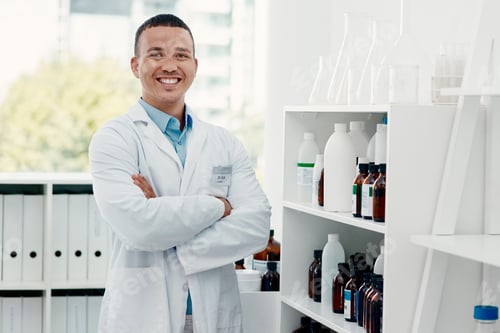 Preview: Portrait of a confident young scientist working in a modern laboratory