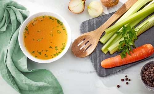 Preview: bowl of fresh chicken broth