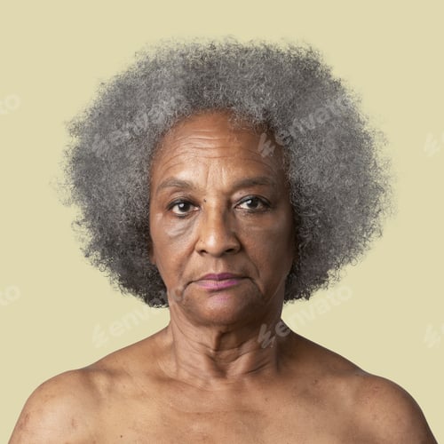 Preview: Portrait of a semi-nude senior African American woman mockup
