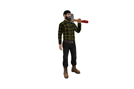 Preview: Man with axe, plaid shirt, and jeans