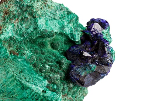Preview: macro stone mineral azurite with malachite on a white background