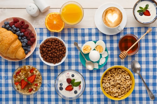 Preview: Continental breakfast menu on checkered cloth