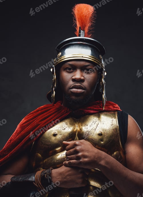 Preview: Furious african warrior with sword going to battle