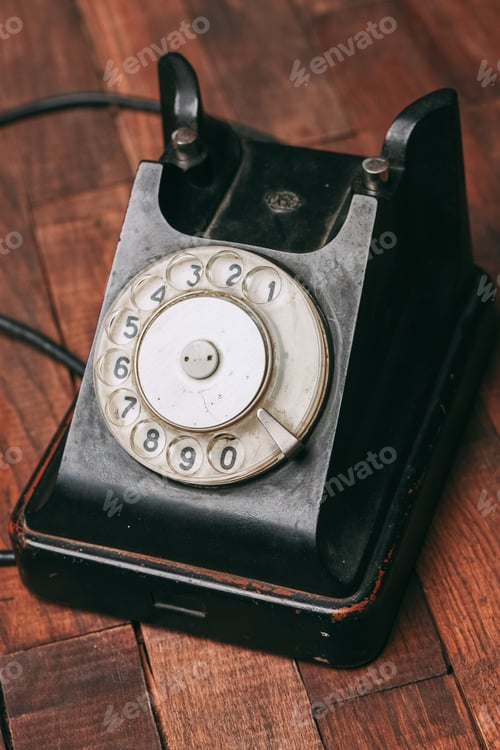 Preview: retro telephone old technology communication antique wood background