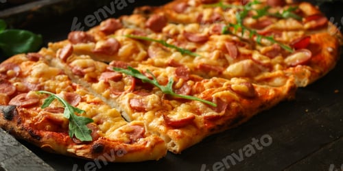 Preview: Pizza (Ingredients). Hot Pizza. Top View. Copy Space